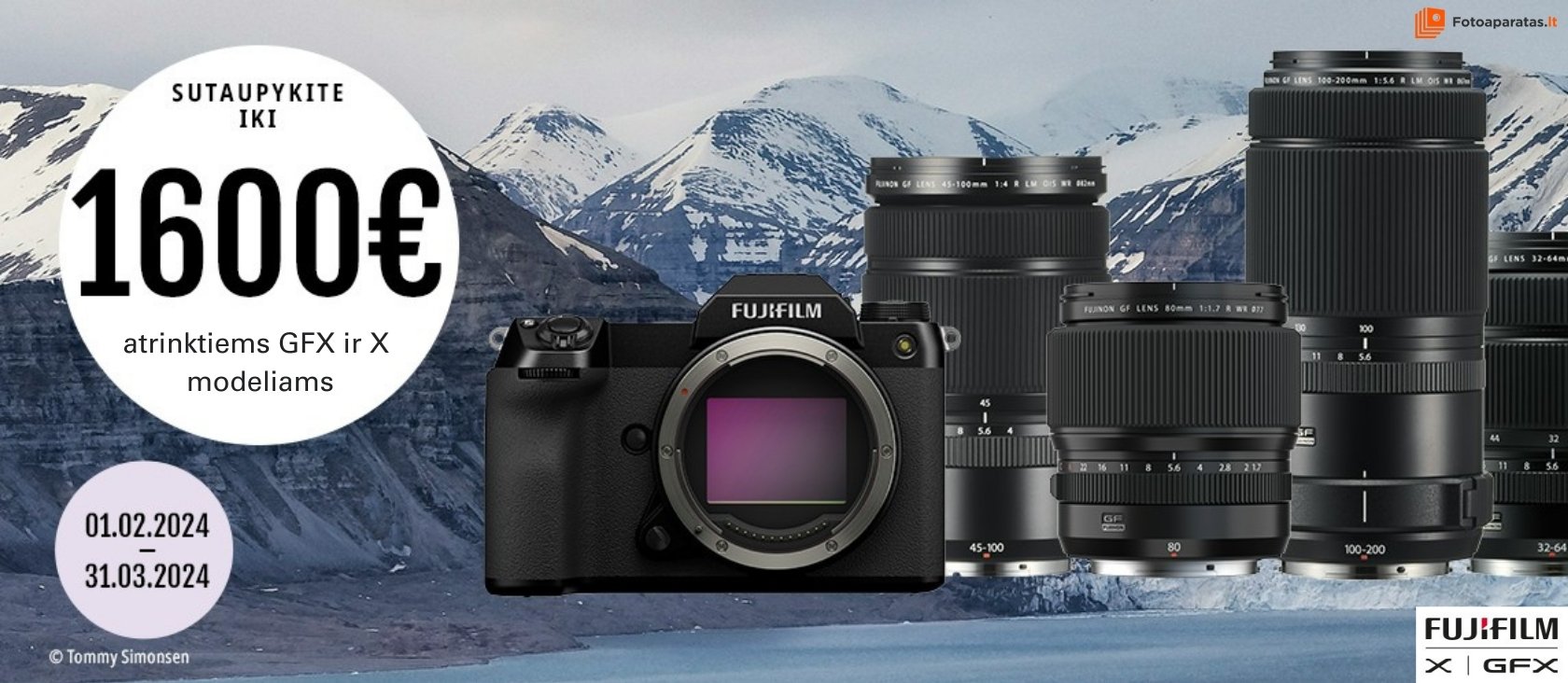 Įsigykite atrinktus Fujifilm GFX ir X produktus ir sutaupykite net iki 1600 eur!