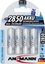 1x4 Ansmann NiMH įkraunami akumuliatoriai 2850 Mignon AA 2650 mAh