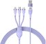 3in1 USB cable Baseus Flash Series 2, USB-C + micro USB + Lightning, 100W, 1.5m (purple)