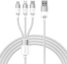 3in1 USB cable Baseus StarSpeed Series, USB-C + Micro + Lightning 3,5A, 1.2m (White)