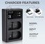 K&F Concept K&F EN-EL15 Digital Camera Dual Channel Charger with type c Charging Cable