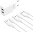 Wall charger XO L109 2x USB-A, cable USB Type-C, 2.4A (white)