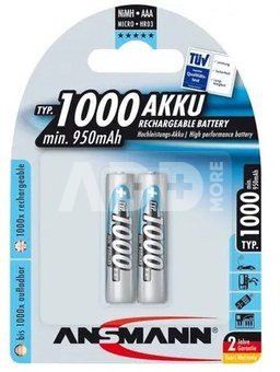 1x2 Ansmann NiMH rech. battery 1000 Micro AAA 950 mAh