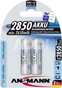 1x2 Ansmann NiMH įkraunami akumuliatoriai 2850 AA 2650 mAh