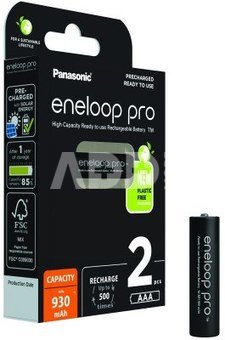 1x2 Panasonic Eneloop Pro Micro 930mAh AAA Ni-MH BK-4HCDE/2BE