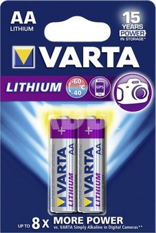1x2 Varta Lithium Mignon AA LR 6