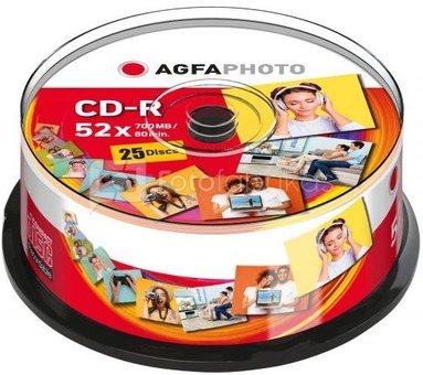 1x25 AgfaPhoto CD-R 80 / 700MB 52x Speed Cakebox