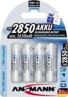 1x4 Ansmann NiMH įkraunami akumuliatoriai 2850 Mignon AA 2650 mAh