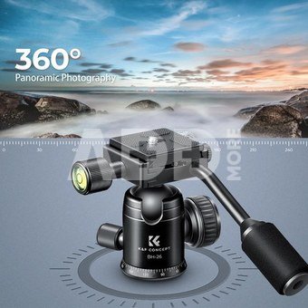 26mm Metal Tripod Ball Head with Handle 360 Degree Rotating Panoramic