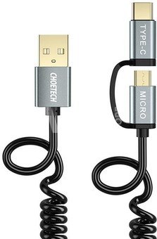 2in1 USB cable Choetech USB-C / Micro USB, (black)