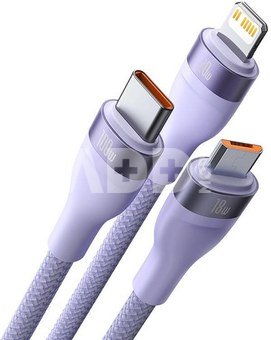 3in1 USB cable Baseus Flash Series 2, USB-C + micro USB + Lightning, 100W, 1.5m (purple)