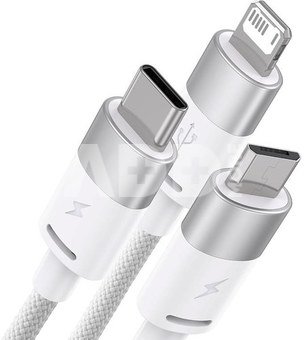 3in1 USB cable Baseus StarSpeed Series, USB-C + Micro + Lightning 3,5A, 1.2m (White)