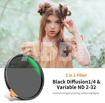 62mm Black Mist 1/4 and ND2-ND32 (1-5 Stop) Variable ND Lens Filter 2 in 1 with 28 Multi-Layer Coatings - Nano X Series