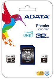 A-DATA 64GB Premier SDHC UHS-I U1 Card (Class10) read/write speeds of up to 50/33 MB/sec Retail
