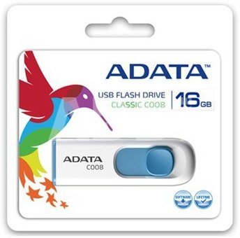 A-DATA Classic C008 16GB White+Blue USB Flash Drive, Retail