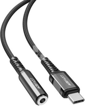 Adapter USB-C to mini jack 3,5mm Acefast C1-07 18cm (black)