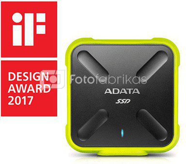 ADATA External SSD SD700 256 GB, USB 3.1, Black, Yellow