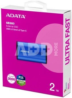 Adata SSD External Disk SE880 2TB USB3.2A/C Gen2x2 Blue