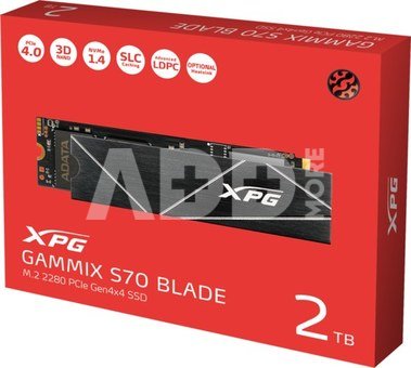 ADATA XPG Gammix S70 BLADE 2000 GB, SSD form factor M.2 2280, SSD interface PCIe Gen4x4, Write speed 6400 MB/s, Read speed 7400 MB/s