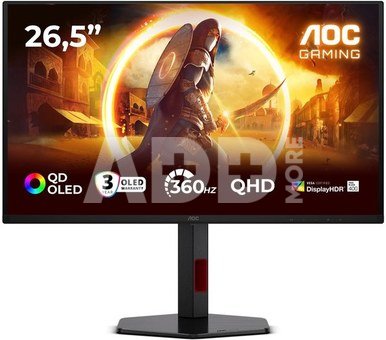 AOC Q27G4SDR | 27 " | QD-OLED | QHD | 16:9 | 360 Hz | 0.03 ms | 2560 x 1440 pixels | 1000 cd/m&sup2; | HDMI ports quantity 2 | Black