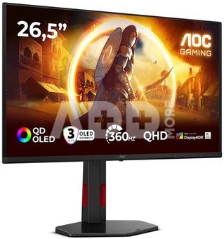 AOC Q27G4SDR | 27 " | QD-OLED | QHD | 16:9 | 360 Hz | 0.03 ms | 2560 x 1440 pixels | 1000 cd/m&sup2; | HDMI ports quantity 2 | Black