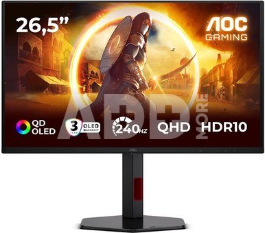 AOC | Q27G4ZDR | 27 " | QD-OLED | QHD | 16:9 | 240 Hz | 0.03 ms | 2560 x 1440 pixels | 400 cd/m&sup2; | HDMI ports quantity 2 | Black