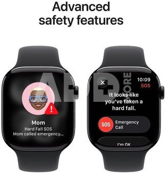 Apple Watch 11 GPS + Cellular 42mm Sport Band S/M, jet black/black (MF834ET/A)
