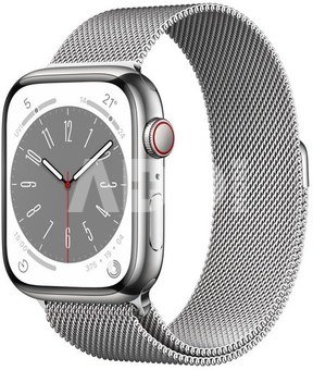 Apple Watch 8 GPS + Cellular 45mm Stainless Steel Milanese Loop, silver (MNKJ3EL/A)