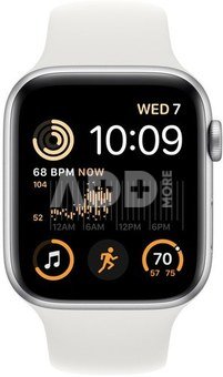 Apple Watch SE 2 GPS 44mm Sport Band, silver/white