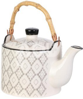 Arbatinukas keramikinis baltas margintas 850 ml Home Deco KA4251