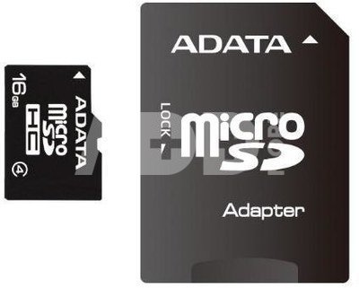 Atminties kortele A-Data 16GB microSD SDHC su adapteriu