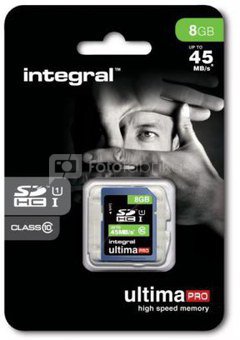 Atminties kortelė INTEGRAL 8GB UltimaPro SDHC 45MB Klasė 10
