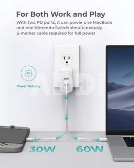 AUKEY AUKEY PA-B6S White Omni a Mix GaN ultrafast Wal