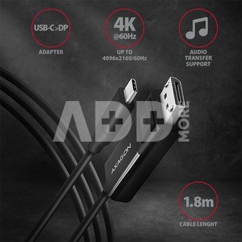 AXAGON Active cable | USB-C to DisplayPort | 1.8 m