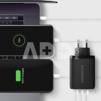AXAGON ACU-DPQ100 GaN Wall charger 100W, 3x port (USB-A + dual USB-C), PD3.0/PPS/QC4+/Apple