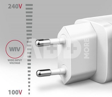 AXAGON ACU-PD20W Wall charger 20W, 1x port USB-C, PD3.0/PPS/QC4+/AFC/Apple, white