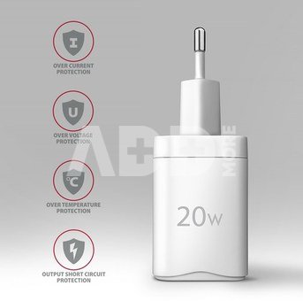 AXAGON ACU-PD20W Wall charger 20W, 1x port USB-C, PD3.0/PPS/QC4+/AFC/Apple, white
