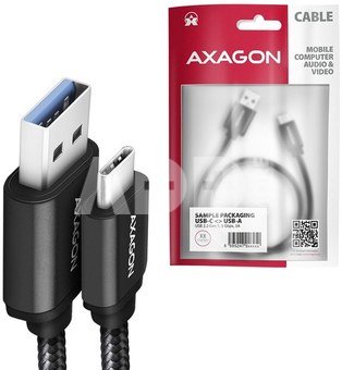 AXAGON BUCM3-AM10AB SPEED cable USB-C <-> USB-A, 1m, USB 3.2 Gen 1, 3A, ALU, braid