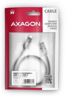 AXAGON BUCM2-CM20AB CHARGE cable USB-C <-> USB-C, 2m, Hi-Speed USB, PD 240W 5A, ALU, braid