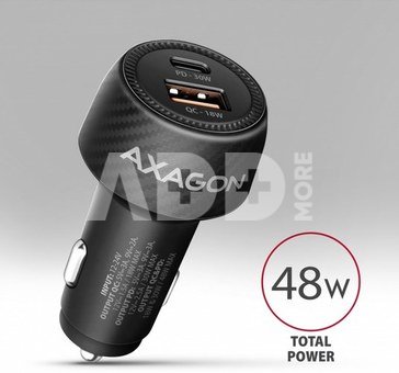AXAGON PWC-PQ48 Car charger 48W, USB-A + USB-C, PD3.0/PPS/QC4+/SFC, Black
