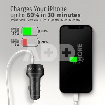 AXAGON PWC-PQ48 Car charger 48W, USB-A + USB-C, PD3.0/PPS/QC4+/SFC, Black
