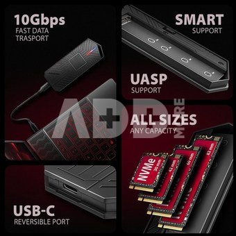 AXAGON EEM2-GAM USB-C enclosur e Gen2 M.2 NVMe/SATA SS