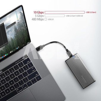 AXAGON External USB-C 3.2 Gen 2 metal box for M.2 NVMe & SATA SSD disks