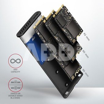AXAGON External USB-C 3.2 Gen 2 metal box for M.2 NVMe & SATA SSD disks