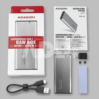 AXAGON External USB-C 3.2 Gen 2 metal box for M.2 NVMe & SATA SSD disks