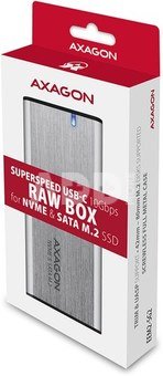 AXAGON External USB-C 3.2 Gen 2 metal box for M.2 NVMe & SATA SSD disks