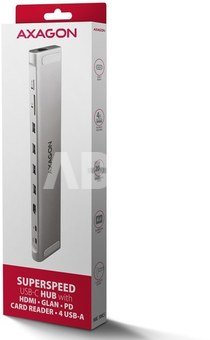 AXAGON HMC-10HLS USB hub 10in1 5Gbps,4xUSB,HDMI,LAN,SD