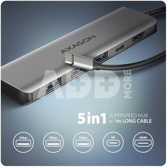 AXAGON HMC-5H USB hub 5in1 5Gb ps, 3xUSB, HDMI, PD100W