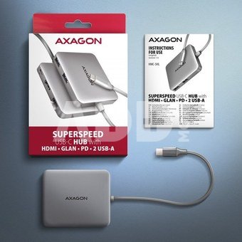 AXAGON HMC-5HL 2xUSB-A 4K HDMI GLAN PD100W USB-C 15cm