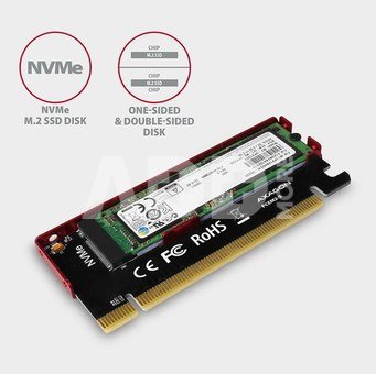 AXAGON PCEM2-S PCI-E 3.0 16x - M.2 SSD NVMe, up to 80mm SSD, low profile, cooler